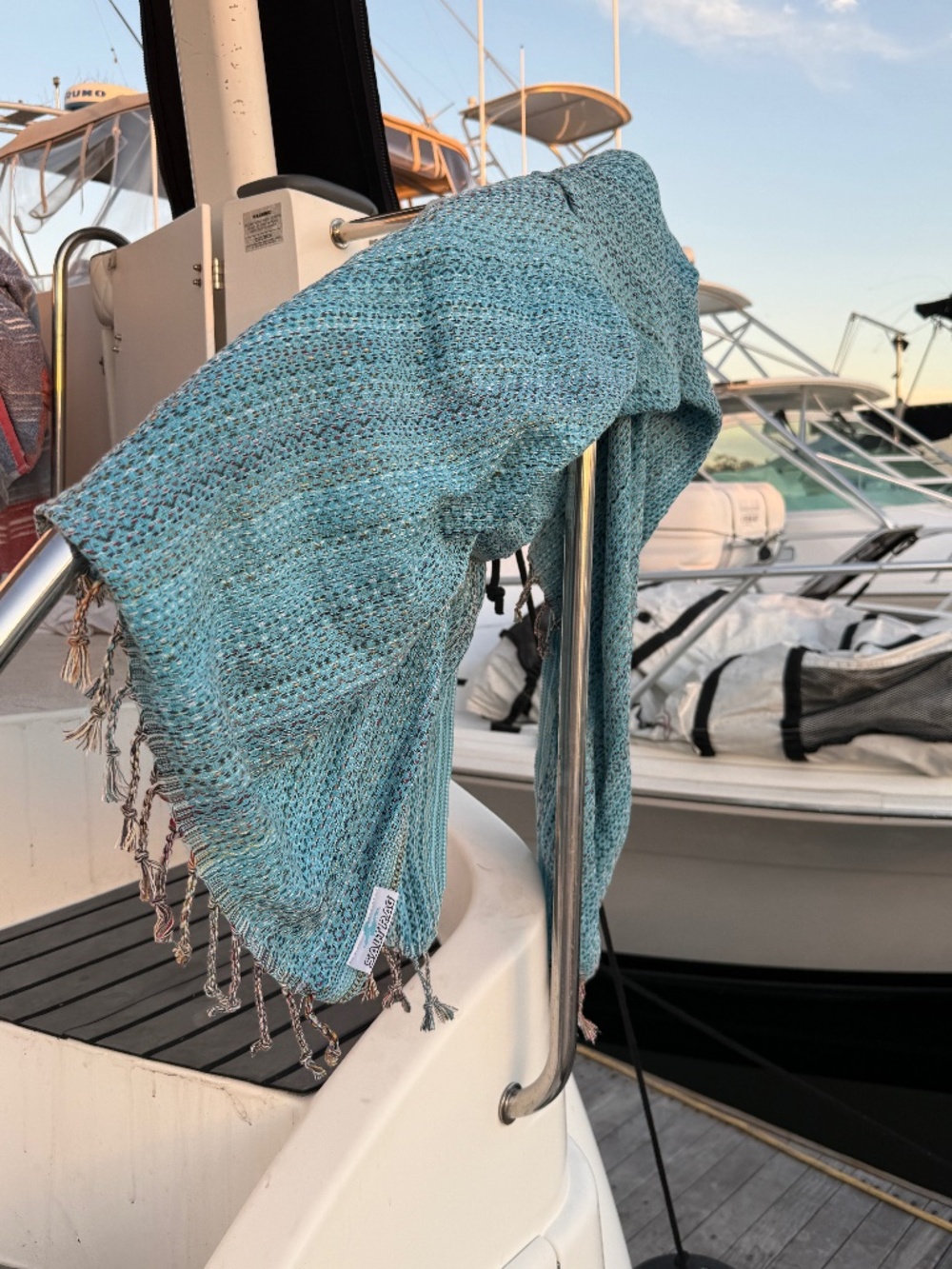 Ahi Rag Turquoise — Salt Rag™ Sand-Resistant Turkish Beach Towel - Picture 6 of 6